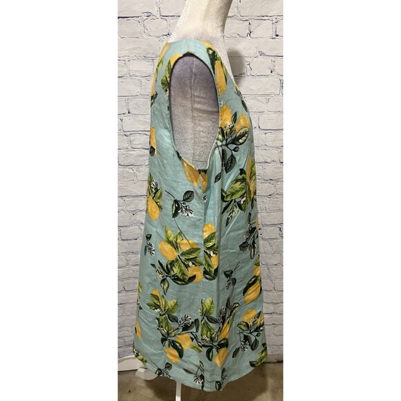 J. Jill LOVE LINEN dress with lemons sleeveless POPOVER SHIFT with pockets Large - Picture 7 of 12
